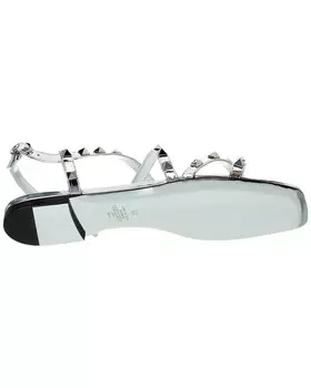 Кожаные сандалии Valentino Rockstud, серебро