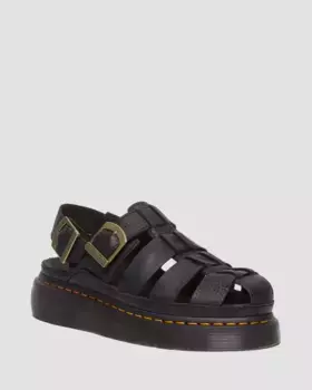 Кожаные сандалии в рыбацком стиле Dr. Martens Wrenlie Grizzly, цвет Black — Grizzly
