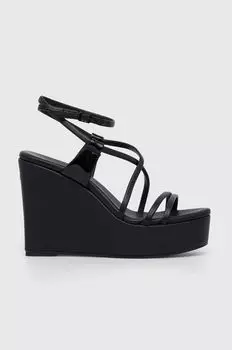 Кожаные сандалии Wedge Calvin Klein, черный