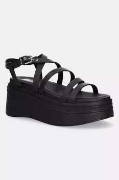 Кожаные сандалии Wedgy Strappy Sandal Tommy Jeans, черный