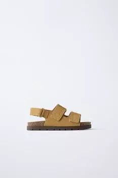 Кожаные сандалии ZARA, коричневый