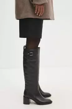 Кожаные сапоги Answear Lab, черный
