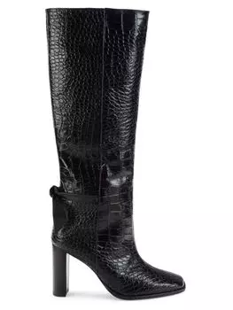 Кожаные сапоги Clarita с тиснением под крокодила Alexandre Birman, черный