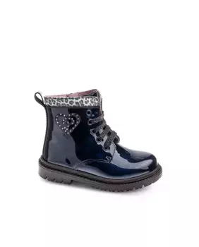 Кожаные сапоги для девочки на шнурках и молнии Pablosky, синий