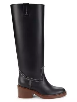Кожаные сапоги до колена Chlo, черный