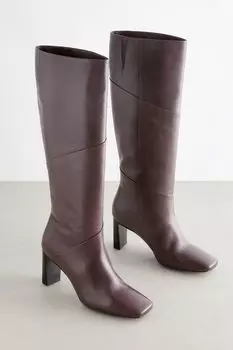Кожаные сапоги до колена Forever Comfort с квадратным носком Next, коричневый