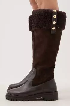 Кожаные сапоги до колена Karen Millen, коричневый