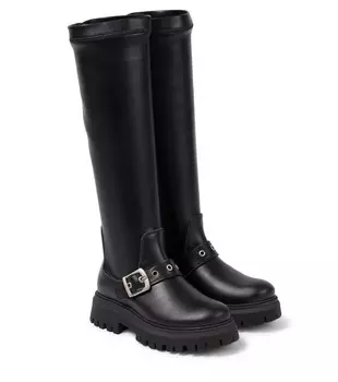 Кожаные сапоги до колена Monnalisa, черный