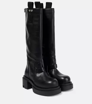 Кожаные сапоги до колена Pull On Bogun Rick Owens, черный