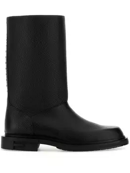 Кожаные сапоги FENDI длиной до колена, черный