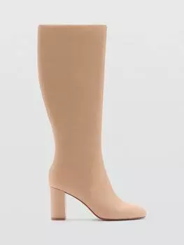 Кожаные сапоги harrison на массивном каблуке до икры Mango, желто-коричневый