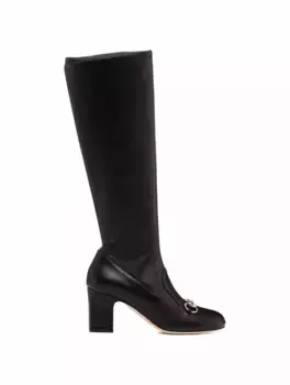 Кожаные сапоги Horsebit Gucci, черный
