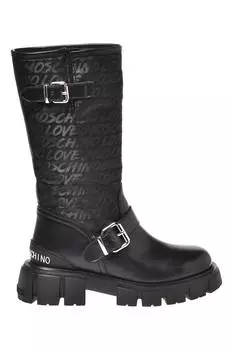 Кожаные сапоги из телячьей кожи Love Moschino, черный