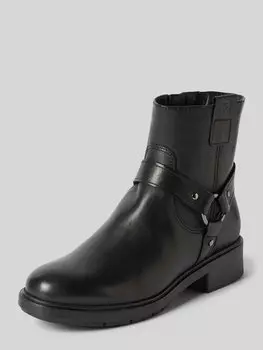 Кожаные сапоги с аппликацией Tamaris, черный