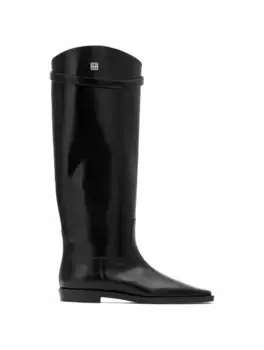 Кожаные сапоги с логотипом TOTEME, черный