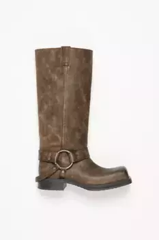 Кожаные сапоги с пряжками Acne Studios, Greige