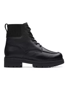 Кожаные сапоги с текстилем Clarks, черный