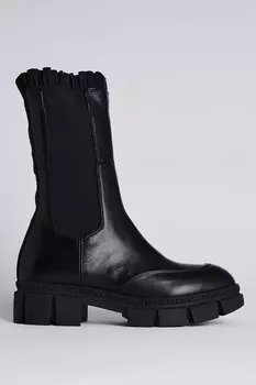 Кожаные сапоги с текстилем Karl Lagerfeld, черный