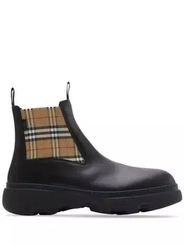 Кожаные сапоги с узором в клетку Burberry, черный