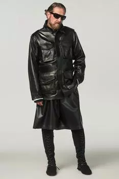 Кожаные сапоги с высоким голением x Stefano Pilati ZARA, черный