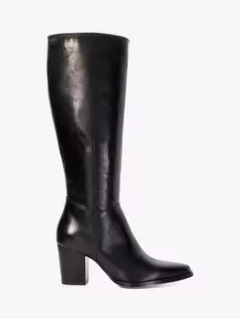 Кожаные сапоги silahs на блочном каблуке до колен Dune, черный