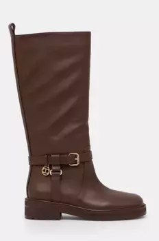 Кожаные сапоги Twinset, коричневый