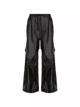 Кожаные широкие брюки MM6 MAISON MARGIELA, черный