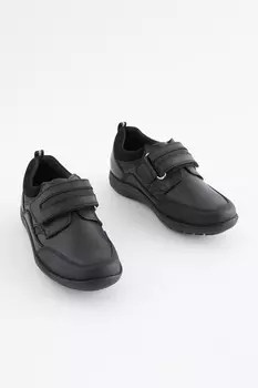 Кожаные школьные туфли с одной застежкой-ремешком Next, черный