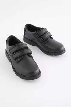 Кожаные школьные туфли с застежкой-липучкой Next, черный