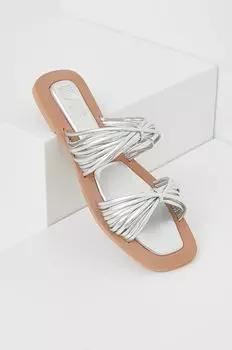 Кожаные шлепанцы Answear Lab, серебро