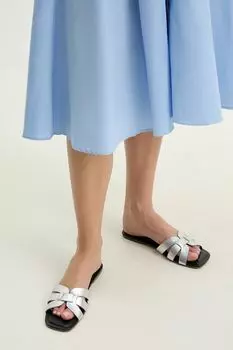 Кожаные шлепанцы Answear.Lab, серебряный