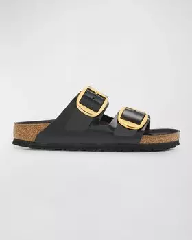 Кожаные шлепанцы Arizona с двойной пряжкой BIRKENSTOCK, цвет Black