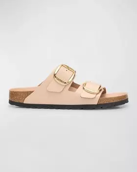 Кожаные шлепанцы Arizona с двойной пряжкой BIRKENSTOCK, цвет New Beige