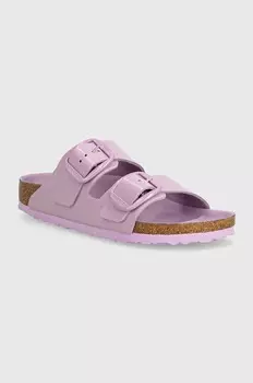Кожаные шлепанцы Birkenstock Arizona с большой пряжкой, фиолетовый