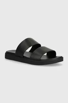 Кожаные шлепанцы Calvin Klein DOUBLE STRAP, черный