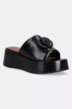 Кожаные шлепанцы Chelsea Flatform Mule Dr Kurt Geiger London, черный