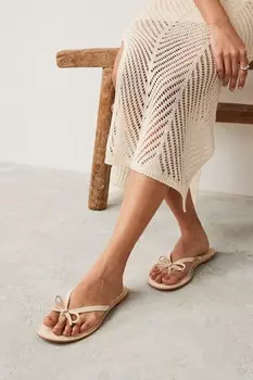 Кожаные шлепанцы Forever Comfort с бантом Next, белый