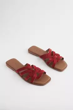 Кожаные шлепанцы Forever Comfort с ремешками Next, красный