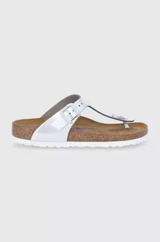 Кожаные шлепанцы Gizeh Birkenstock, серебряный