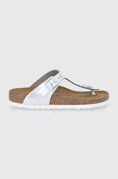 Кожаные шлепанцы Gizeh BS Birkenstock, серебро