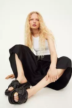 Кожаные шлепанцы H&amp;M, черный