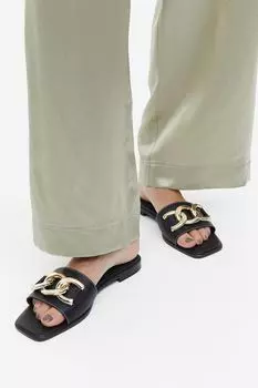 Кожаные шлепанцы H&M, черный