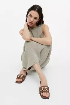 Кожаные шлепанцы H&M, коричневый