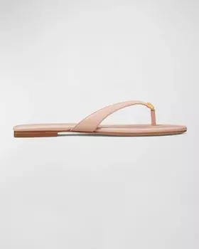 Кожаные шлепанцы-капри с медальоном Tory Burch, цвет Shell Pink