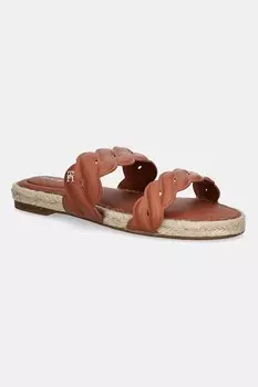 Кожаные шлепанцы LEATHER ROPE ESPADRILLE MULE Tommy Hilfiger, коричневый