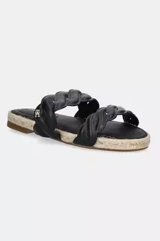 Кожаные шлепанцы LEATHER ROPE ESPADRILLE MULE Tommy Hilfiger, черный
