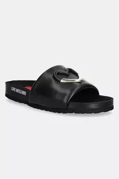 Кожаные шлепанцы Love Moschino, черный