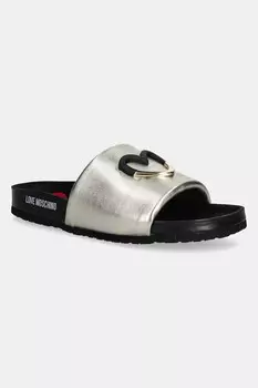 Кожаные шлепанцы Love Moschino, золотой