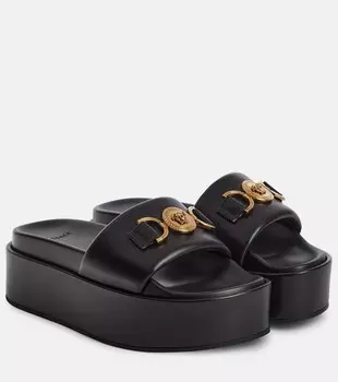 Кожаные шлепанцы Medusa '95 на платформе Versace, черный