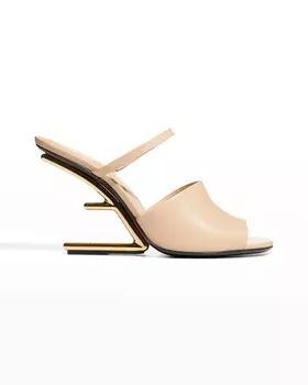 Кожаные шлепанцы на металлическом каблуке 95 мм Fendi